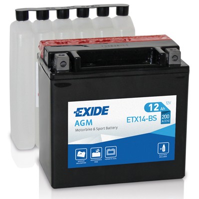 Слика на акумулатор EXIDE AGM ETX14-BS за мотор Hyosung GV GV 650i Pro - 48 коњи бензин