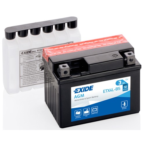 Слика на акумулатор EXIDE AGM ETX4L-BS за мотор MBK Booster 50 Naked - 3 коњи горична смес