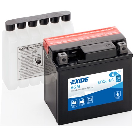 Слика на акумулатор EXIDE AGM ETX5L-BS за мотор Simson S 83-80 Alpha C - 6 коњи горична смес