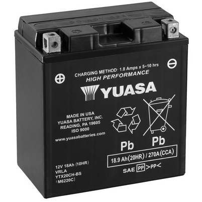 Слика на акумулатор YUASA High Performance Maintenance Free YTX20CH-BS за мотор Kawasaki VN 1500 Drifter (VNT50J) - 64 коњи бензин