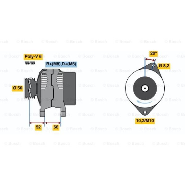 Слика на Алтернатор BOSCH 0 986 038 791 за Citroen Synergie 22,U6 2.0 Turbo C.T. - 147 коњи бензин