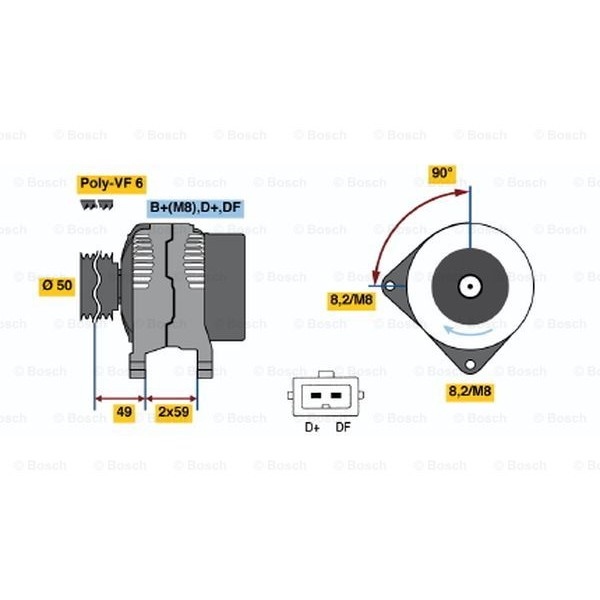 Слика на Алтернатор BOSCH 0 986 041 300 за VW Caddy 2 Box (9K9A) 1.7 SDI - 57 коњи дизел