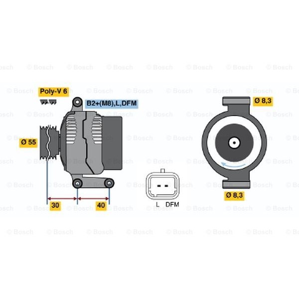 Слика на Алтернатор BOSCH 0 986 041 850 за Renault Kangoo (KC0-1) 1.6 Flex - 95 коњи Бензин/Етанол