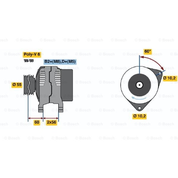 Слика на Алтернатор BOSCH 0 986 044 030 за Opel Vectra B Estate 2.0 DTI 16V - 101 коњи дизел