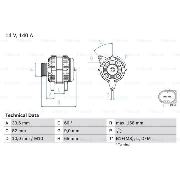 Слика на Алтернатор BOSCH 0 986 044 470 за Audi A6 Sedan (4B, C5) 3.0 - 220 коњи бензин