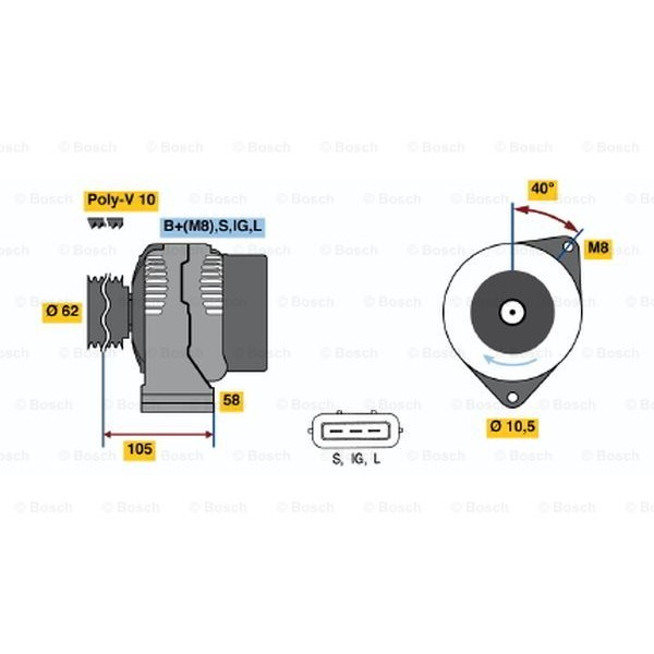 Слика на Алтернатор BOSCH 0 986 045 170 за камион Iveco Eurotech MH 190 E 24 K - 245 коњи дизел