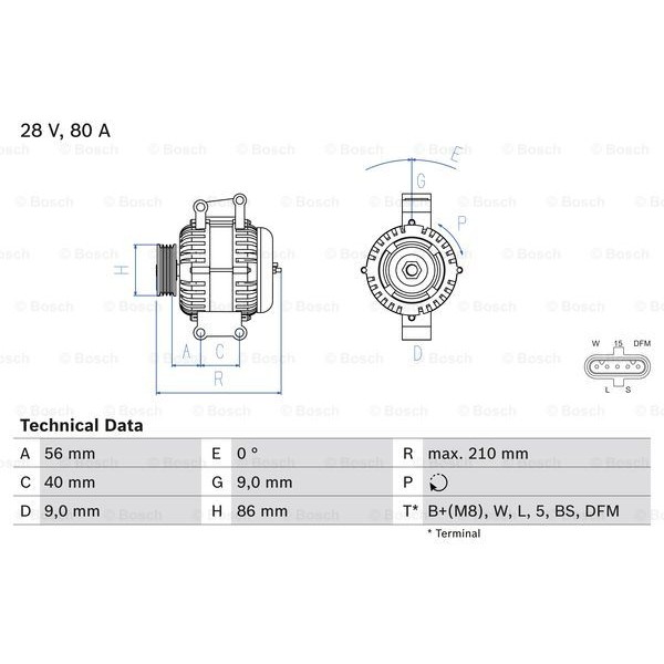 Слика на Алтернатор BOSCH 0 986 049 320 за камион DAF CF 85 FAQ 85.510 - 510 коњи дизел