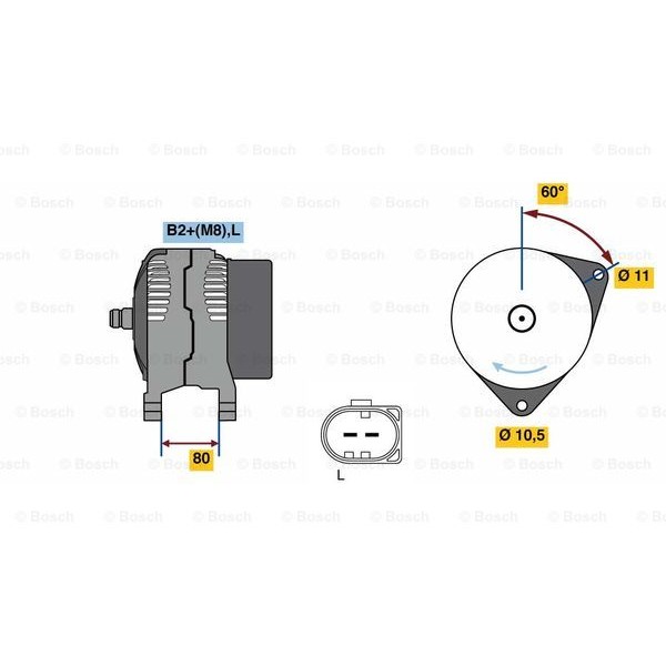 Слика на Алтернатор BOSCH 0 986 049 950 за камион Iveco Daily 2 Bus Box 35 C 14 - 136 коњи дизел