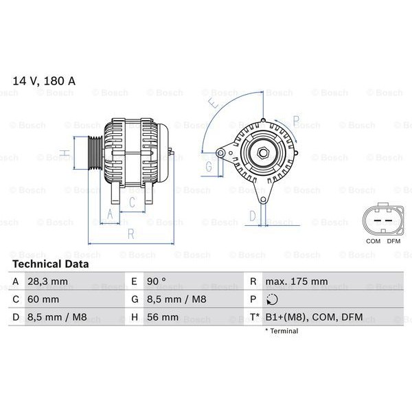 Слика на Алтернатор BOSCH 0 986 080 090 за Audi A6 Sedan (4F2, C6) 3.0 TDI quattro - 233 коњи дизел