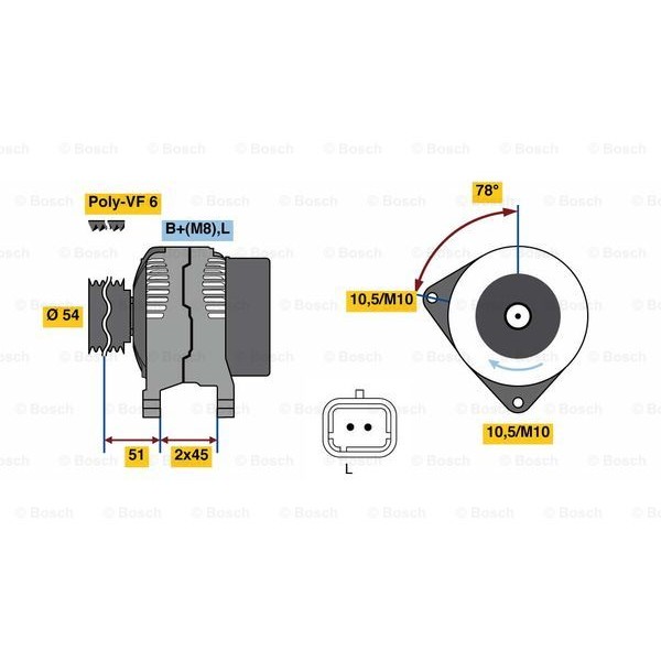 Слика на Алтернатор BOSCH 0 986 080 660 за Citroen C5 RE Break 2.0 HDi (RERHRH) - 136 коњи дизел