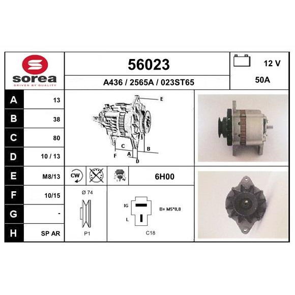 Слика на Алтернатор EAI 56023 за Mazda 626 Coupe (GD) 2.2 12V - 115 коњи бензин