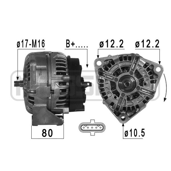 Слика на Алтернатор ERA 209122 за камион Mercedes Actros MP2, MP3 2632 K, LK - 320 коњи дизел