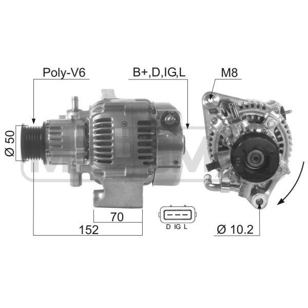 Слика на Алтернатор ERA 210587 за Rover 25 (RF) 2.0 iDT - 113 коњи дизел