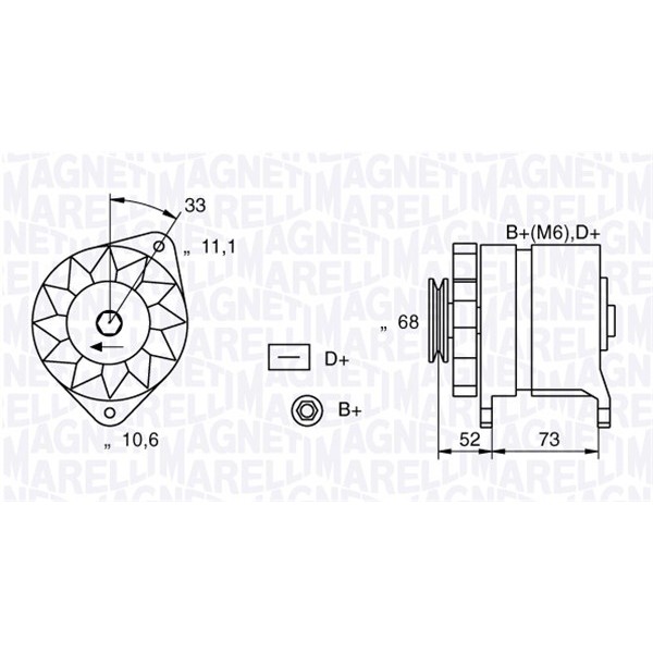 Слика на Алтернатор MAGNETI MARELLI 063321154010 за Fiat Uno (146 A,E) 1983 70 i.e. 1.4 - 70 коњи бензин