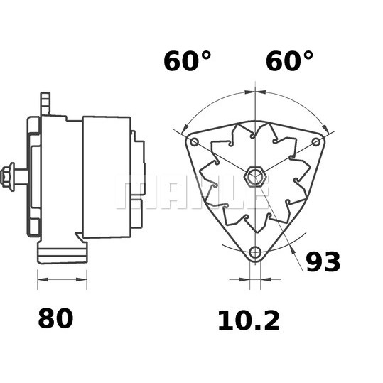 Слика на Алтернатор MAHLE MG 493 за камион MAN F 2000 19.364 FK, FK-L, F-KI, FL-KI, F-NL, FLK - 360 коњи дизел