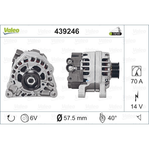 Слика на Алтернатор VALEO NEW ORIGINAL PART 439246 за Citroen Jumpy U6U 1.9 D 70 - 69 коњи дизел