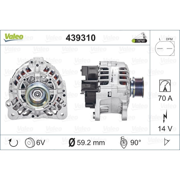 Слика на Алтернатор VALEO NEW ORIGINAL PART 439310 за Audi A3 (8L1) 1.9 TDI - 110 коњи дизел