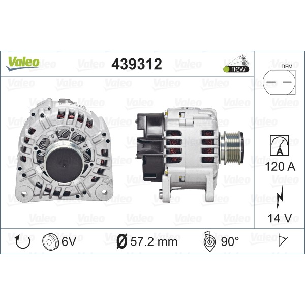 Слика на Алтернатор VALEO NEW ORIGINAL PART 439312 за Skoda Octavia (1U2) 2.0 - 116 коњи бензин