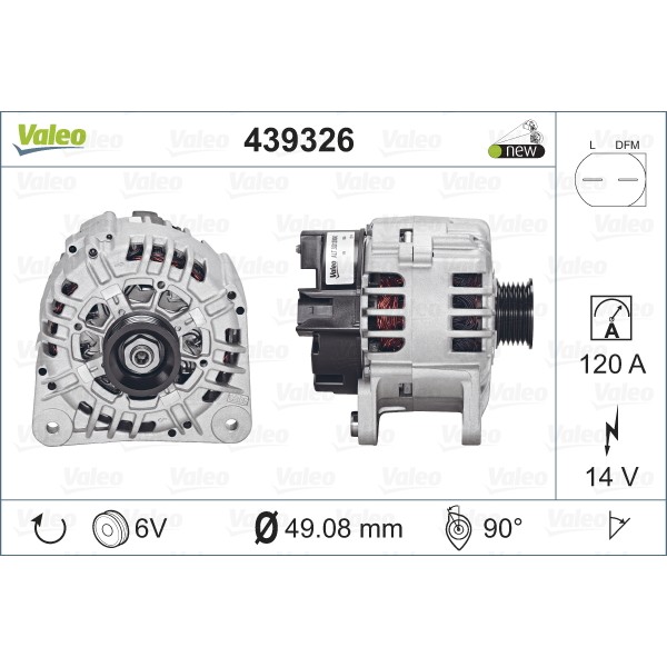 Слика на Алтернатор VALEO NEW ORIGINAL PART 439326 за VW Jetta 4 Estate (1J6) 2.0 - 115 коњи бензин