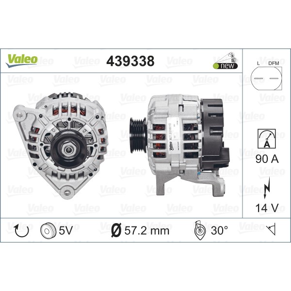 Слика на Алтернатор VALEO NEW ORIGINAL PART 439338 за Audi A6 Avant (4B, C5) 1.8 T quattro - 150 коњи бензин