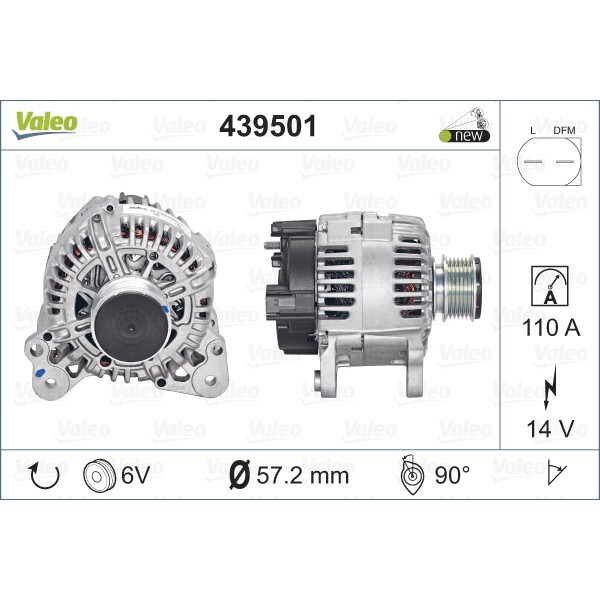 Слика на Алтернатор VALEO NEW ORIGINAL PART 439501 за VW Golf Plus (5M1,521) 2.0 TDI - 136 коњи дизел