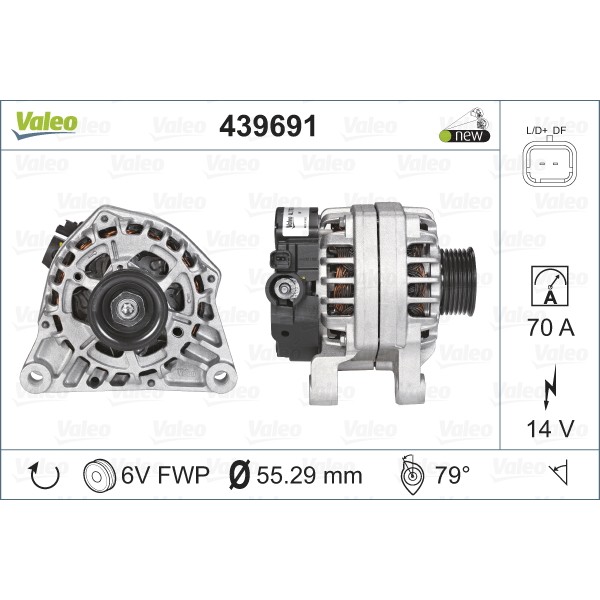 Слика на Алтернатор VALEO NEW ORIGINAL PART 439691 за Citroen Jumpy U6U 1.9 D 70 - 69 коњи дизел