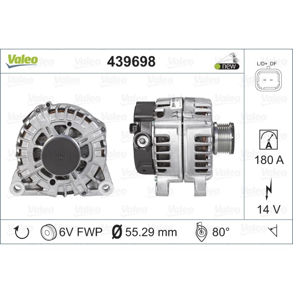 Слика на Алтернатор VALEO NEW ORIGINAL PART 439698 за Peugeot 607 Saloon 2.2 HDi - 170 коњи дизел