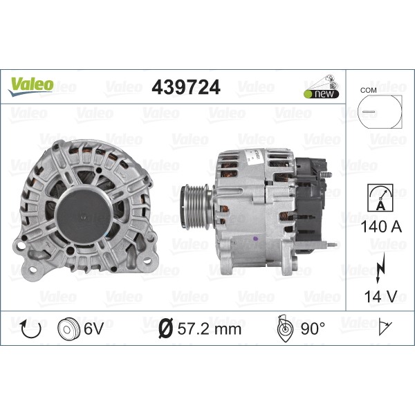 Слика на Алтернатор VALEO NEW ORIGINAL PART 439724 за Audi Q3 8U 2.0 TDI quattro - 177 коњи дизел