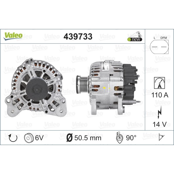 Слика на Алтернатор VALEO NEW ORIGINAL PART 439733 за VW Caddy 3 Estate 1.2 TSI - 105 коњи бензин