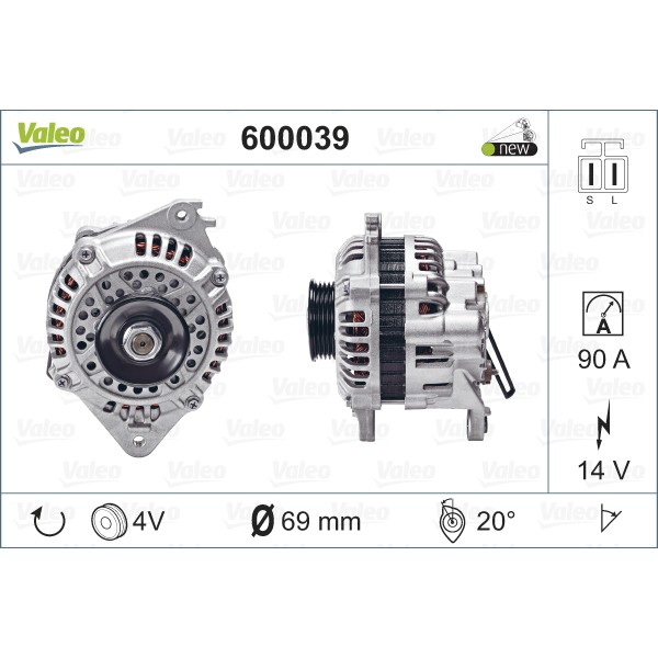 Слика на Алтернатор VALEO NEW ORIGINAL PART 600039 за Hyundai Sonata 3 (Y-3) 1.8 GLS - 86 коњи бензин