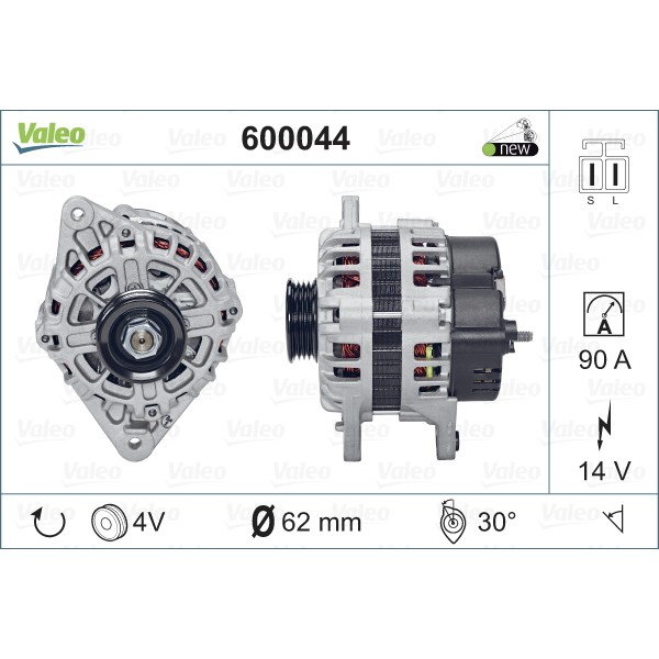 Слика на Алтернатор VALEO NEW ORIGINAL PART 600044 за Hyundai Trajet (FO) 2.0 - 136 коњи бензин