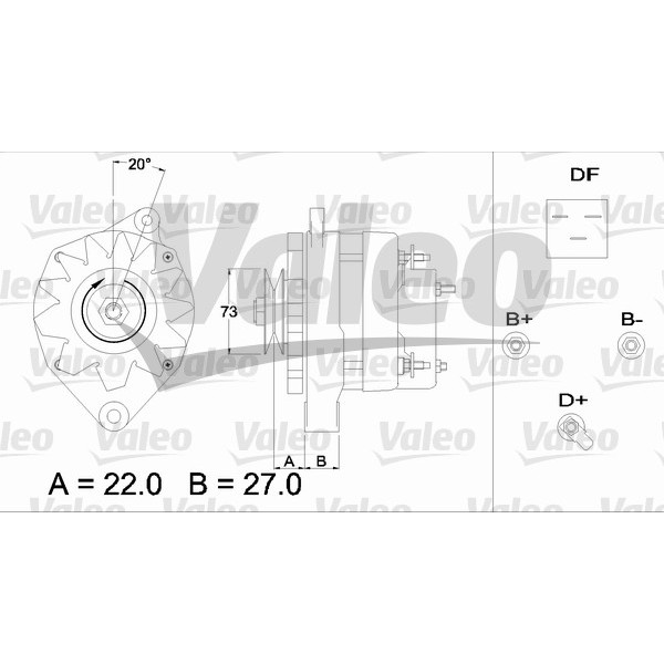 Слика на Алтернатор VALEO REMANUFACTURED PREMIUM 433392 за Peugeot J9 Platform 2.0 - 78 коњи бензин