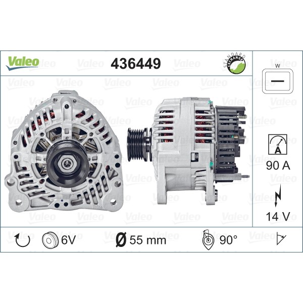 Слика на Алтернатор VALEO REMANUFACTURED PREMIUM 436449 за VW Transporter T4 Bus 2.5 - 110 коњи бензин