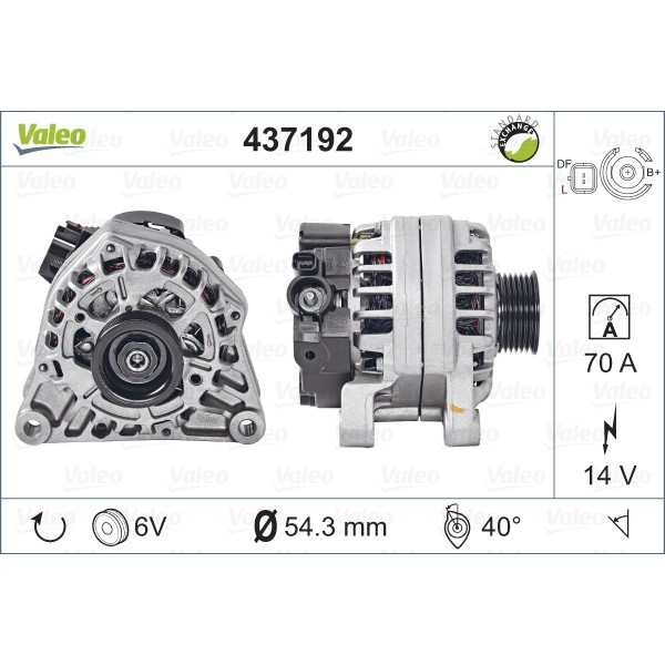 Слика на Алтернатор VALEO REMANUFACTURED PREMIUM 437192 за Citroen Jumpy U6U 2.0 i 16V - 138 коњи бензин