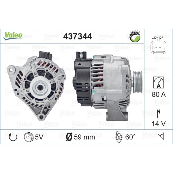 Слика на Алтернатор VALEO REMANUFACTURED PREMIUM 437344 за Citroen Saxo S0,S1 1.6 VTS - 98 коњи бензин