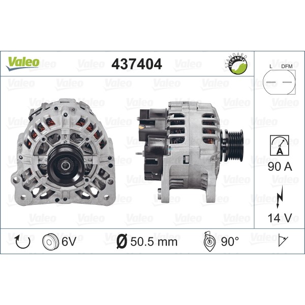 Слика на Алтернатор VALEO REMANUFACTURED PREMIUM 437404 за Audi A3 (8L1) 1.9 TDI - 110 коњи дизел