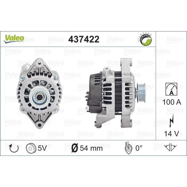 Слика на Алтернатор VALEO REMANUFACTURED PREMIUM 437422 за Opel Astra G Saloon 1.8 16V - 125 коњи бензин