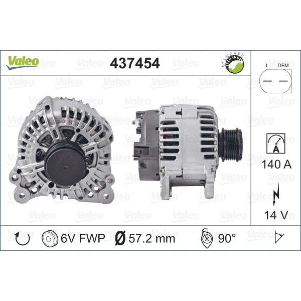 Слика на Алтернатор VALEO REMANUFACTURED PREMIUM 437454 за Skoda Octavia Estate (1Z5) 1.9 TDI 4x4 - 105 коњи дизел