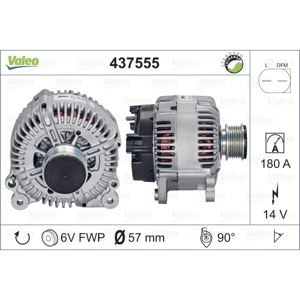 Слика на Алтернатор VALEO REMANUFACTURED PREMIUM 437555 за VW Passat CC 2.0 TDI - 140 коњи дизел