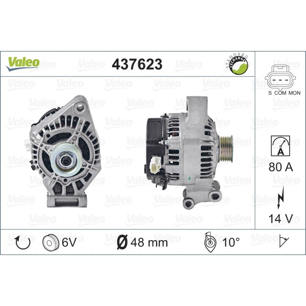 Слика на Алтернатор VALEO REMANUFACTURED PREMIUM 437623 за Ford Focus 2 Station Wagon (daw) 1.6 Ti - 115 коњи бензин