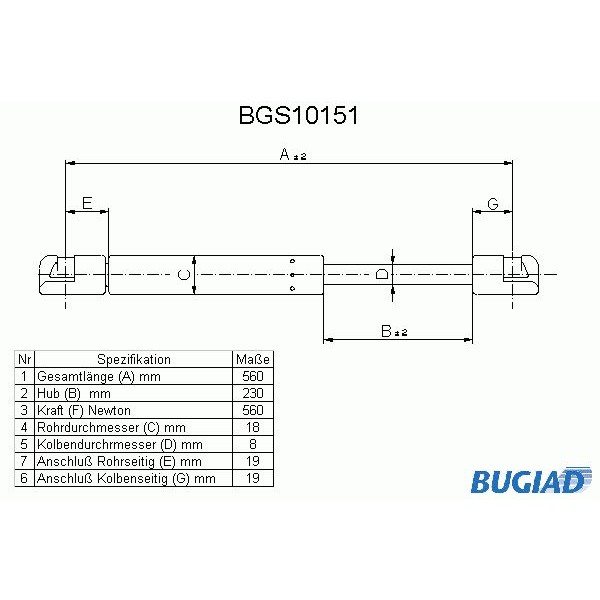 Слика на Амортизер за багажник BUGIAD BGS10151