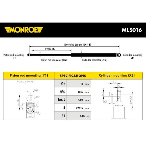 Слика на Амортизер за багажник MONROE ML5016