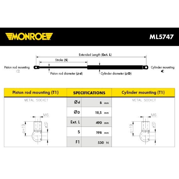 Слика на Амортизер за багажник MONROE ML5747