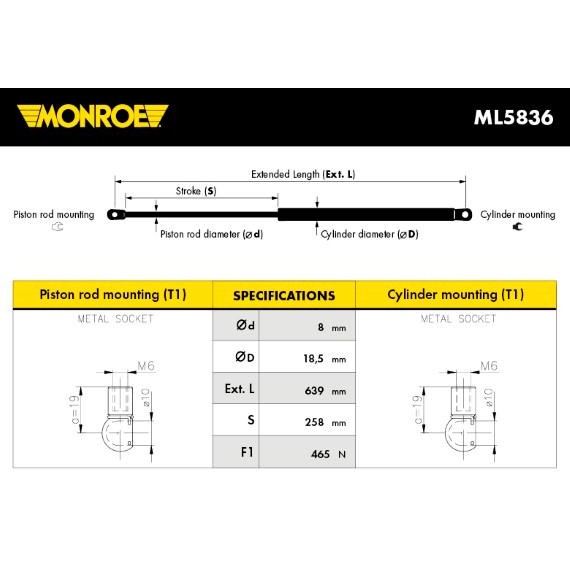 Слика на Амортизер за багажник MONROE ML5836