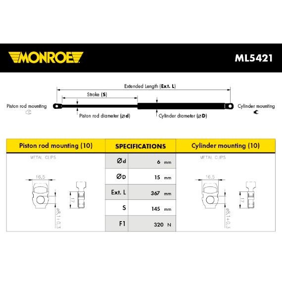 Слика на Амортизер за хауба MONROE ML5421