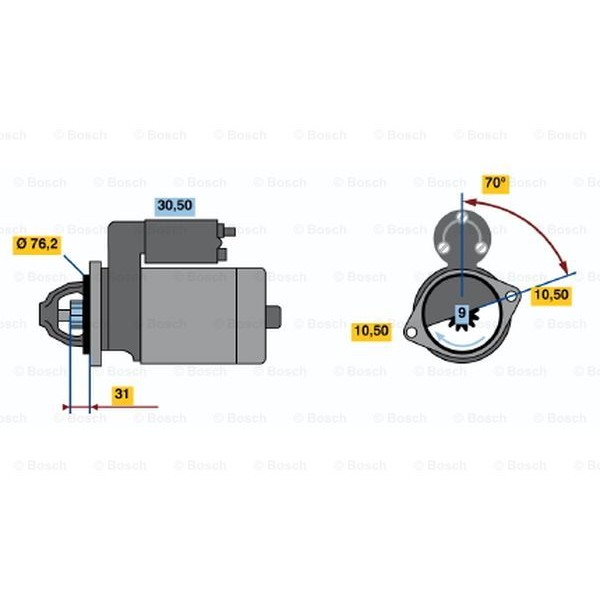 Слика на Анласер BOSCH 0 001 107 009 за Alfa Romeo 33 (905A) Sportwagon 1.5 4x4 (905.A2U) - 105 коњи бензин