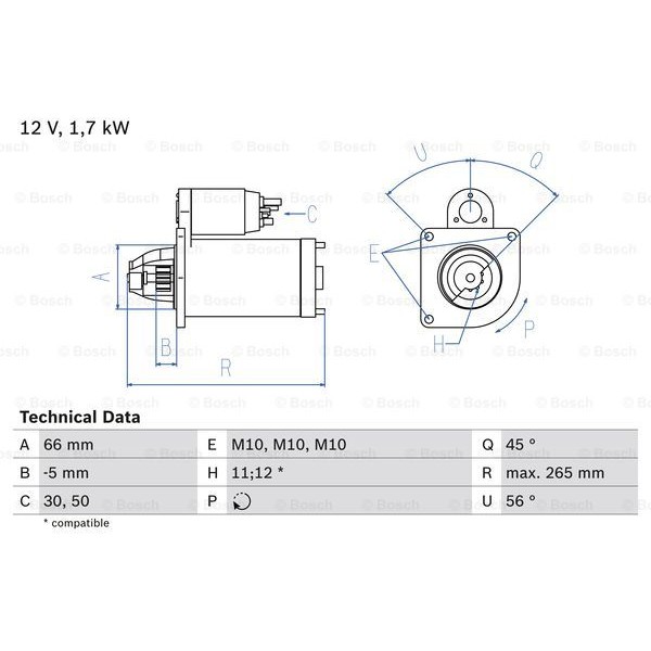 Слика на Анласер BOSCH 0 986 013 240 за Lancia Phedra (179) 2.0 JTD - 107 коњи дизел