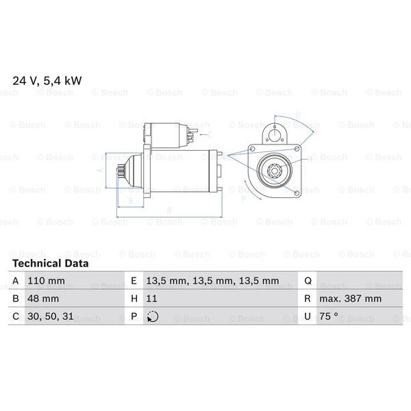 Слика на Анласер BOSCH 0 986 014 560 за камион DAF 95 FAC 95.400 - 401 коњи дизел