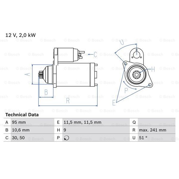 Слика на Анласер BOSCH 0 986 016 031 за Nissan Patrol Station Wagon (W260) 2.8 D 4x4 - 90 коњи дизел