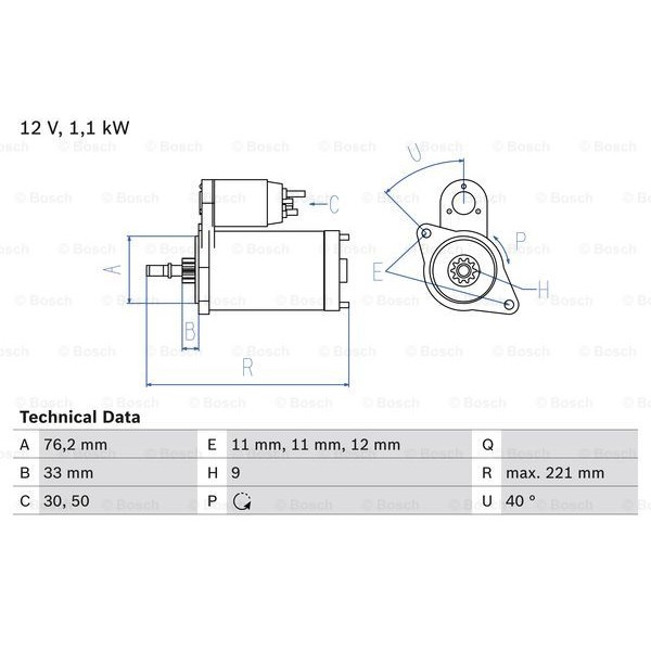 Слика на Анласер BOSCH 0 986 016 290 за Audi A3 (8L1) 1.6 - 101 коњи бензин